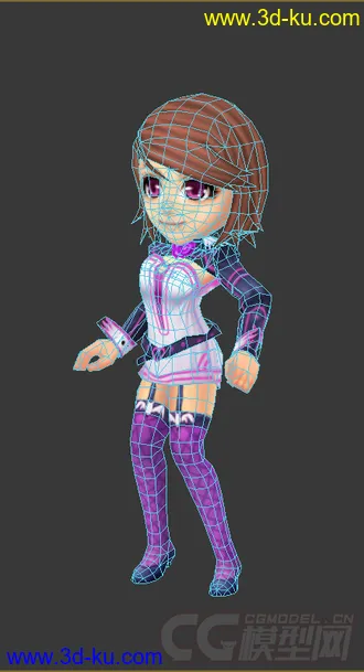 3D打印模型Q版女生带绑定，低模免费的图片