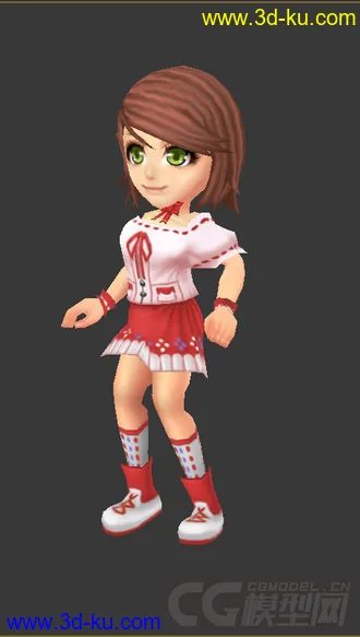 3D打印模型Q版低模，免费女生带绑定的图片