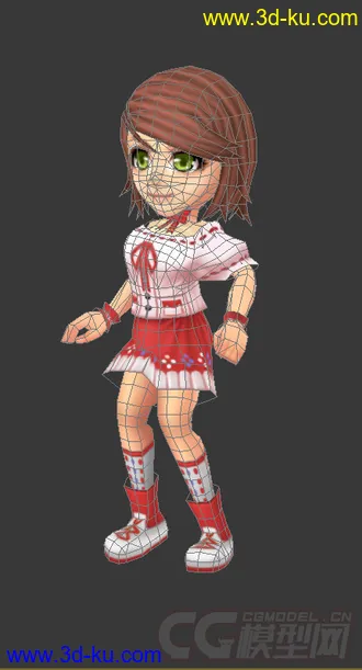 3D打印模型Q版低模，免费女生带绑定的图片
