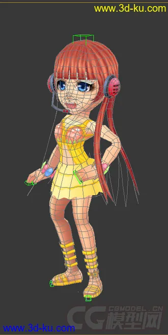 3D打印模型Q版低模免费，女生带绑定的图片