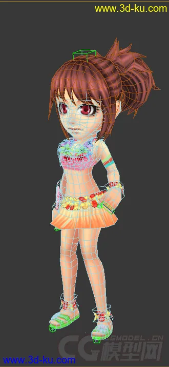 3D打印模型Q版低模，女生免费带绑定的图片