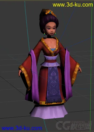 3D打印模型Q版低模，免费免费，古代女人的图片
