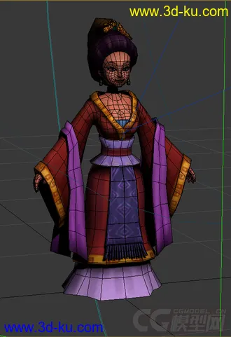 3D打印模型Q版低模，免费免费，古代女人的图片