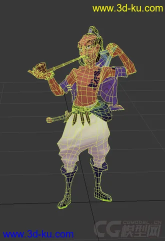 3D打印模型古代男人，抽烟，低模免费，有绑定动画的图片