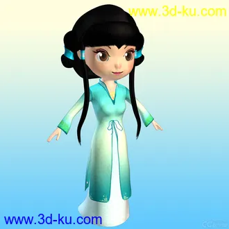 3D打印模型卡通旗袍女孩角色的图片