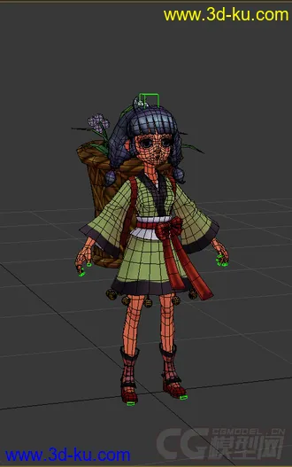 3D打印模型古代女人，低模免费带绑定的图片