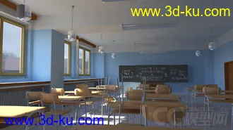 现代教室写实模型的图片