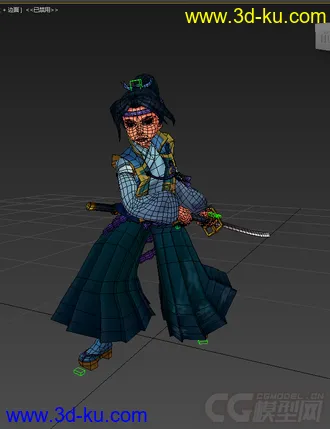 3D打印模型武士，低模免费，绑定动画的图片