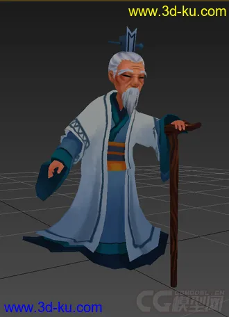 3D打印模型Q版低模，免费，老人，带绑定动画的图片