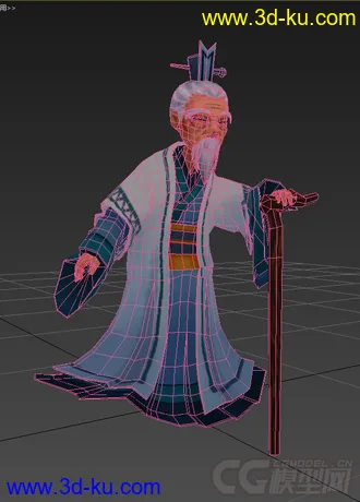 3D打印模型Q版低模，免费，老人，带绑定动画的图片