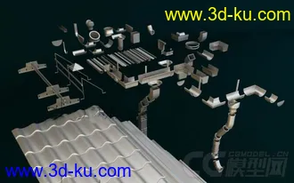 3D打印模型瓦片，管道，金属构件的图片