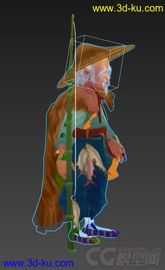 3D打印模型渔翁，低模免费，带绑定动画的图片