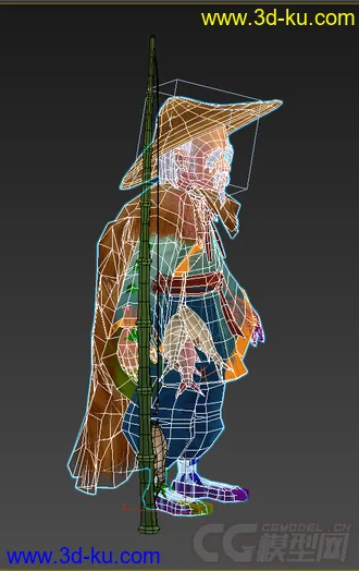 3D打印模型渔翁，低模免费，带绑定动画的图片