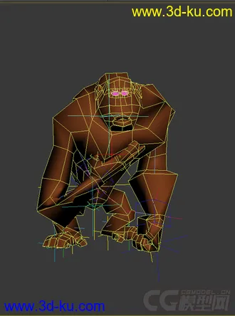 3D打印模型绑定动画大猩猩，低模免费的图片