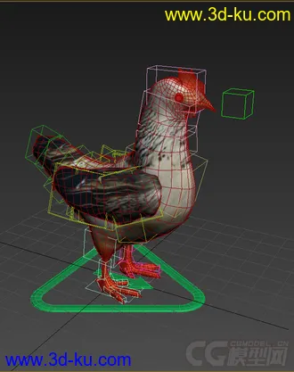 3D打印模型低模鸡，写实贴图的图片