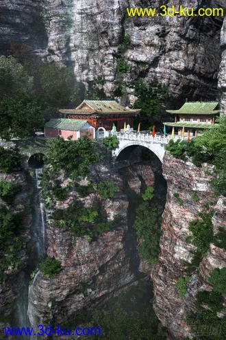 3D打印模型悬崖古建的图片