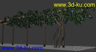 3D打印模型原创写实紫藤花架精模，带贴图的图片