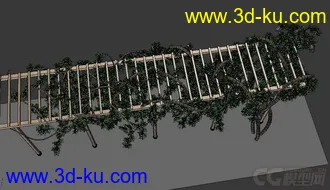 3D打印模型原创写实紫藤花架精模，带贴图的图片