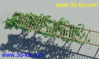 3D打印模型原创写实紫藤花架精模，带贴图的图片