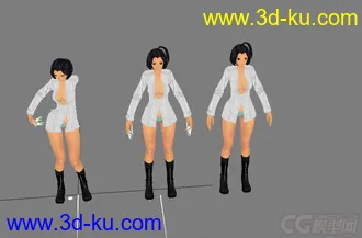 剑灵人女模型白裙bip动作的图片