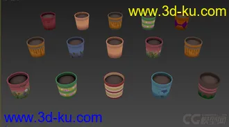 3D打印模型一套Q版的游戏植物花盆！！的图片
