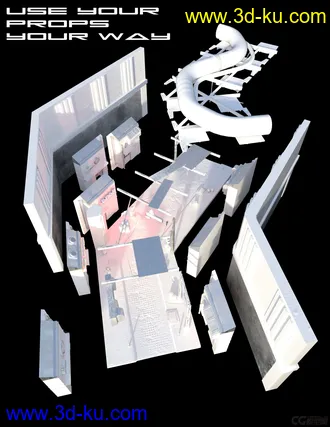 3D打印模型Sci-Fi Black Market Alley科幻黑市巷街道建筑，路灯,商店的图片