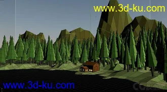 3D打印模型低面场景 lowpoly 河边森林的图片