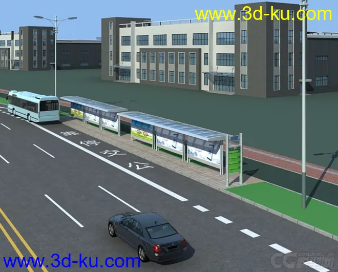 公交车站 公交站点   bus station模型的图片1