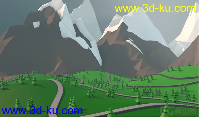 lowpoly 低面场景 山脉模型的图片1