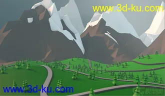 3D打印模型lowpoly 低面场景 山脉的图片