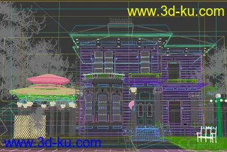 3D打印模型别墅 树 护栏 邮箱的图片