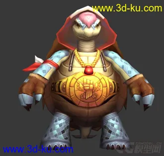 3D打印模型乌龟，拳龟，精致贴图的图片