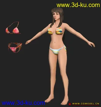3D打印模型沙滩女孩,真人效果,max带贴图的图片