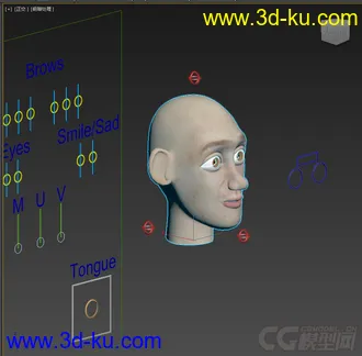 3D打印模型卡通人头，带绑定，表情的图片