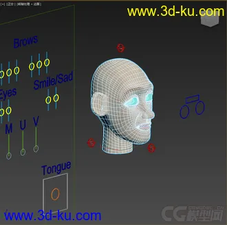 3D打印模型卡通人头，带绑定，表情的图片