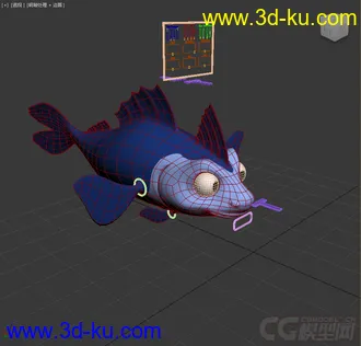 3D打印模型Q版鱼，免费带绑定的图片