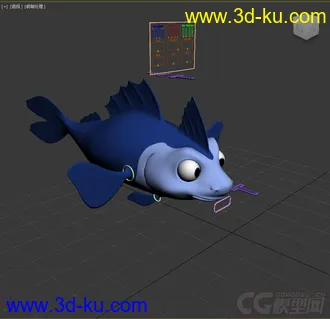 3D打印模型Q版鱼，免费带绑定的图片