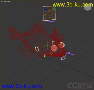 3D打印模型Q版鱼，免费带绑定的图片