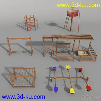 3D打印模型儿童游乐设施 健身器械的图片