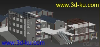 中式古建商业街建筑模型的图片
