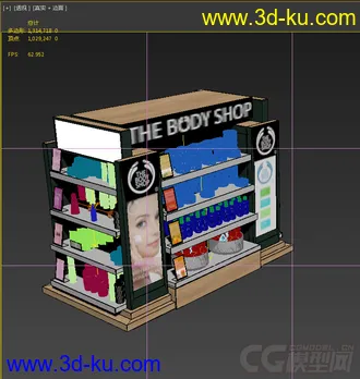 化妆品货架，高精模型，写实的图片