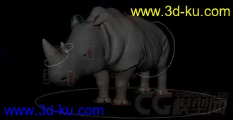 3D打印模型犀牛，写实，带绑定的图片