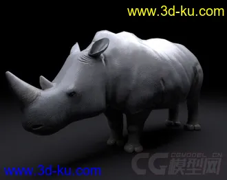 3D打印模型犀牛，写实，带绑定的图片