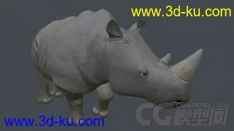 3D打印模型犀牛，写实，带绑定的图片