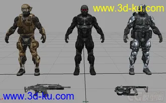 3D打印模型孤岛危机的人物3个和武器2吧的图片