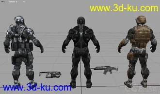 3D打印模型孤岛危机人物3加武器2的图片