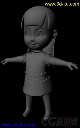 3D打印模型Q版小女孩，白模的图片