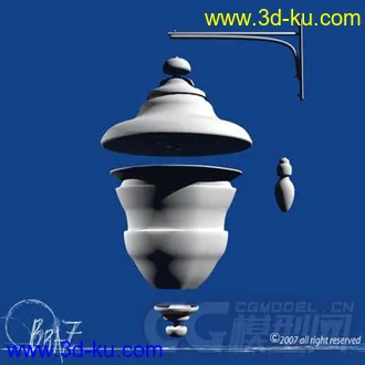 3D打印模型路灯，复古灯的图片