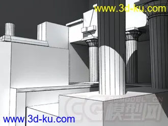 3D打印模型小场景，白模，神庙的图片