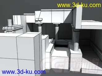 3D打印模型小场景，白模，神庙的图片